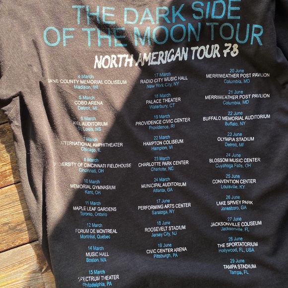 Chaser Pink Floyd Dark Side of the Moon North American Tour 1978 Band Tour Tee - Picture 2 of 4